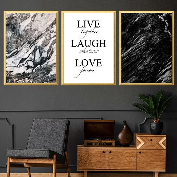 Live & Laugh & Love Üçlü Çerçeve ve Poster Seti - SB1011