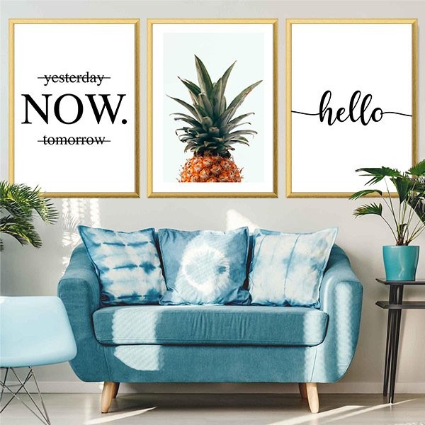 Ananas ve Motto Üçlü Çerçeve ve Poster Seti - K1013