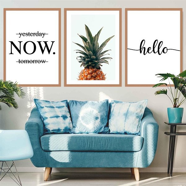 Ananas ve Motto Üçlü Çerçeve ve Poster Seti - K1013