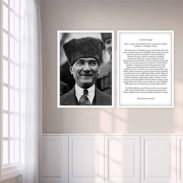 Atatürk ve Gençliğe Hitabe İkili Çerçeve ve Poster Seti - ATA1002