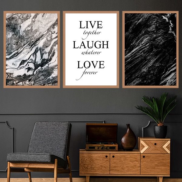 Live & Laugh & Love Üçlü Çerçeve ve Poster Seti - SB1011