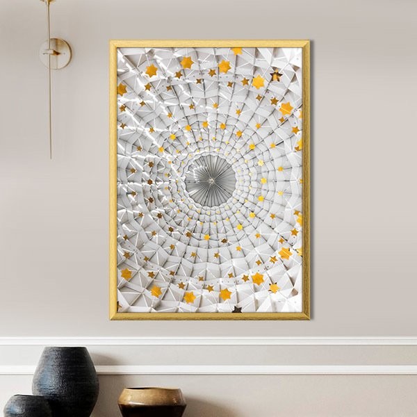 Gold Yıldız Detaylı Tavan 2 Çerçeve ve Poster -  M1036