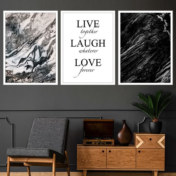 Live & Laugh & Love Üçlü Çerçeve ve Poster Seti - SB1011