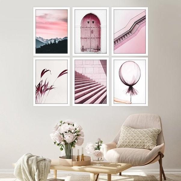 Soft Pembe Detaylar 1 Çoklu Çerçeve ve Poster Seti  - K1010