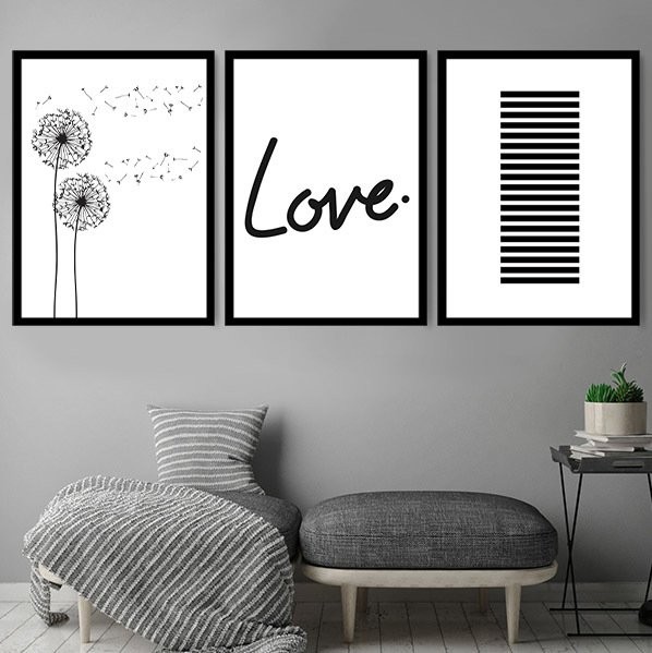 Love Tema 1 Üçlü Çerçeve ve Poster Seti - K1008