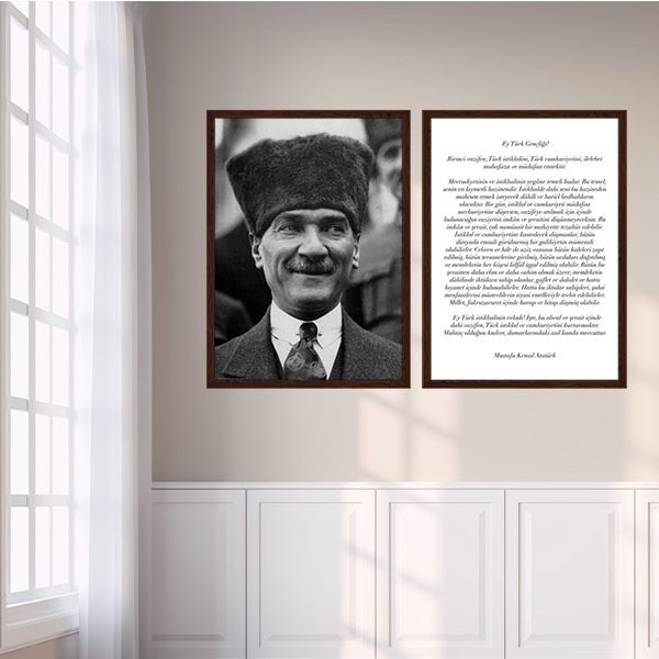 Atatürk ve Gençliğe Hitabe İkili Çerçeve ve Poster Seti - ATA1002