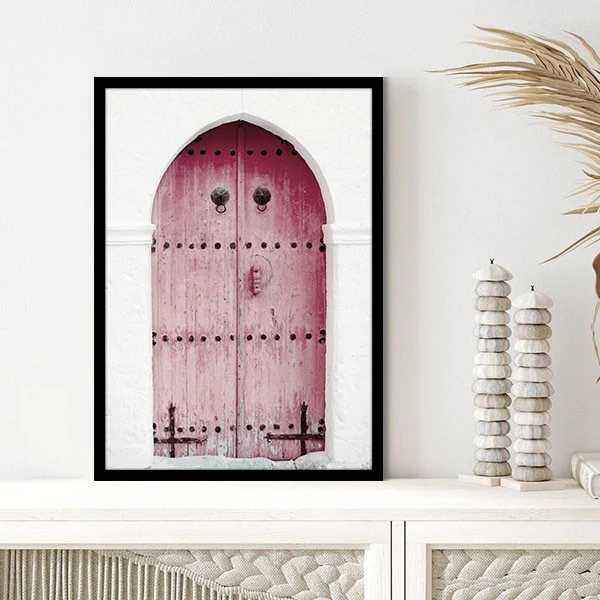 Pembe Ahşap Kapı 1 Çerçeve ve Poster -  M1072