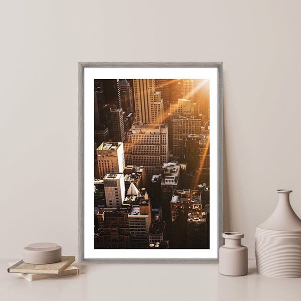 Gün Batımı Binalar 3 Çerçeve ve Poster -  M1039