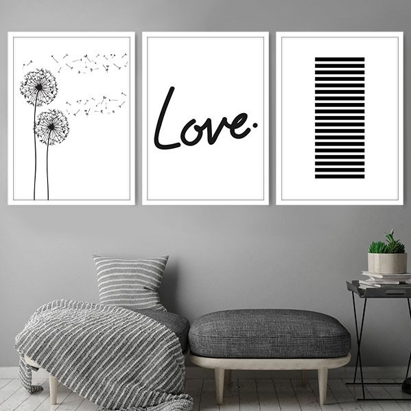 Love Tema 1 Üçlü Çerçeve ve Poster Seti - K1008