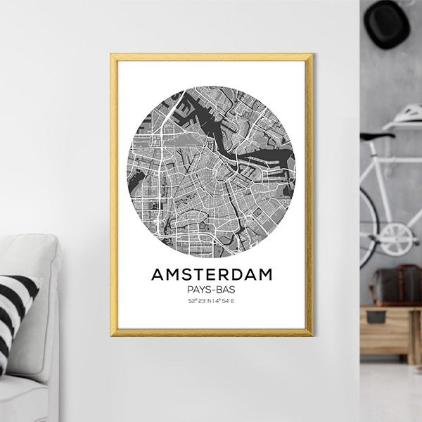 Amsterdam Harita 1 Çerçeve ve Poster - SH1000