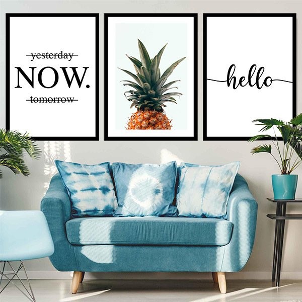 Ananas ve Motto Üçlü Çerçeve ve Poster Seti - K1013