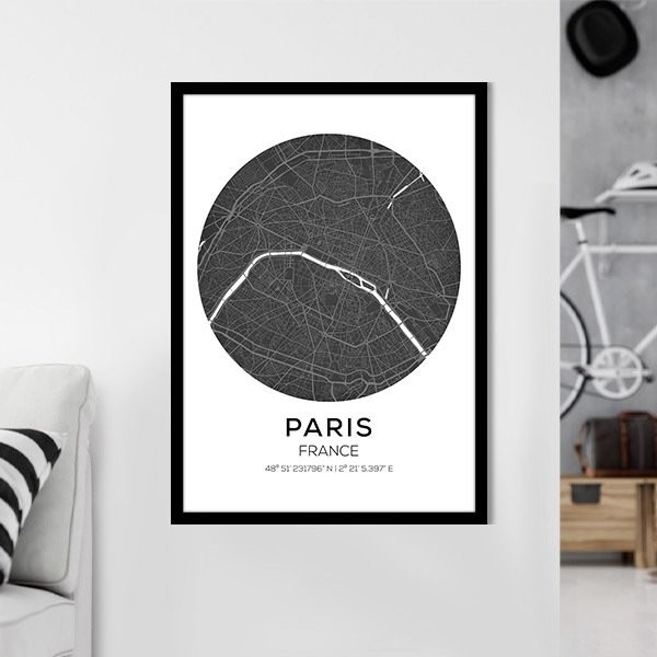 Paris Harita 1 Çerçeve ve Poster - SH1004