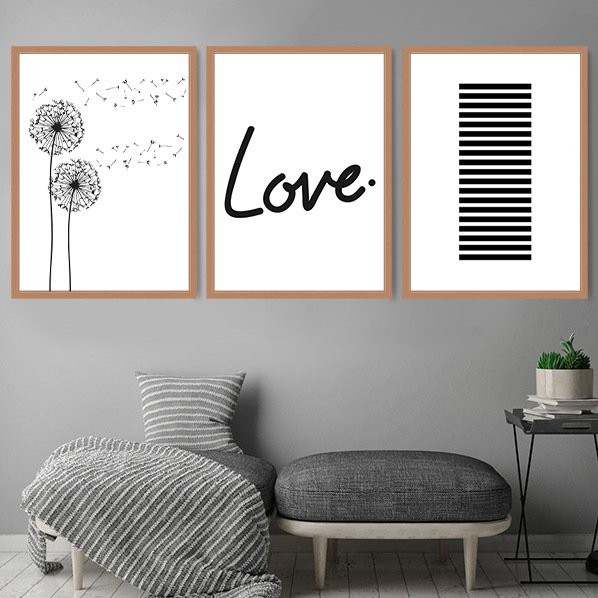 Love Tema 1 Üçlü Çerçeve ve Poster Seti - K1008