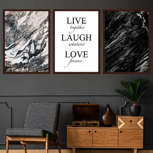 Live & Laugh & Love Üçlü Çerçeve ve Poster Seti - SB1011