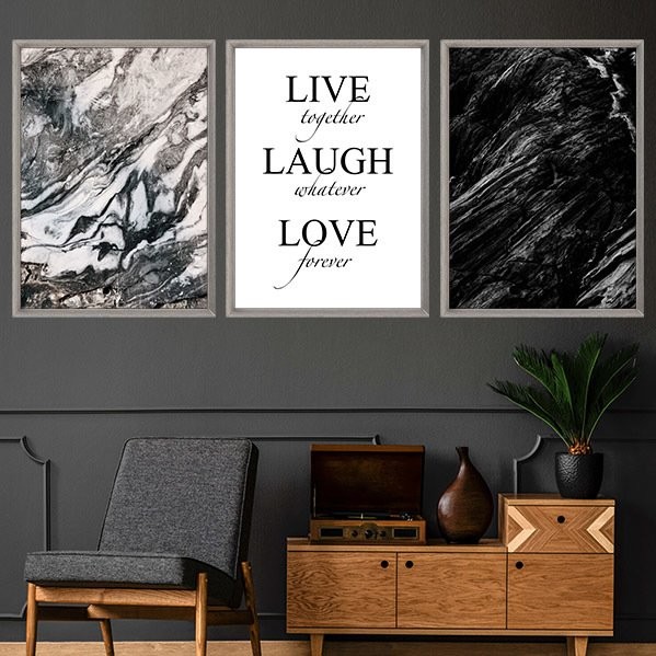 Live & Laugh & Love Üçlü Çerçeve ve Poster Seti - SB1011