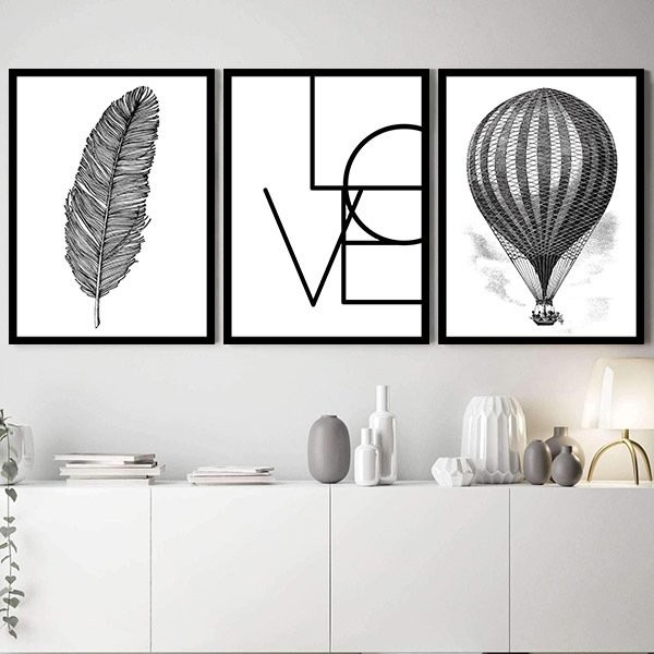 Tüy & Love & Balon Üçlü Çerçeve ve Poster Seti - SB1021