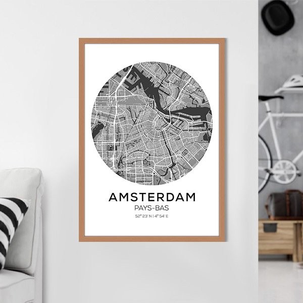 Amsterdam Harita 1 Çerçeve ve Poster - SH1000