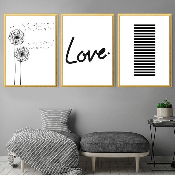 Love Tema 1 Üçlü Çerçeve ve Poster Seti - K1008