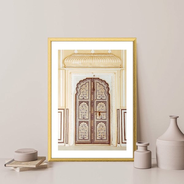 Sarı - Kahverengi Kapı 1 Çerçeve ve Poster -  M1048