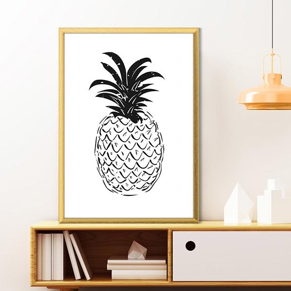 Çizgisel Ananas 4 Çerçeve ve Poster - MT1032