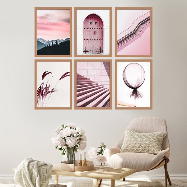 Soft Pembe Detaylar 1 Çoklu Çerçeve ve Poster Seti  - K1010