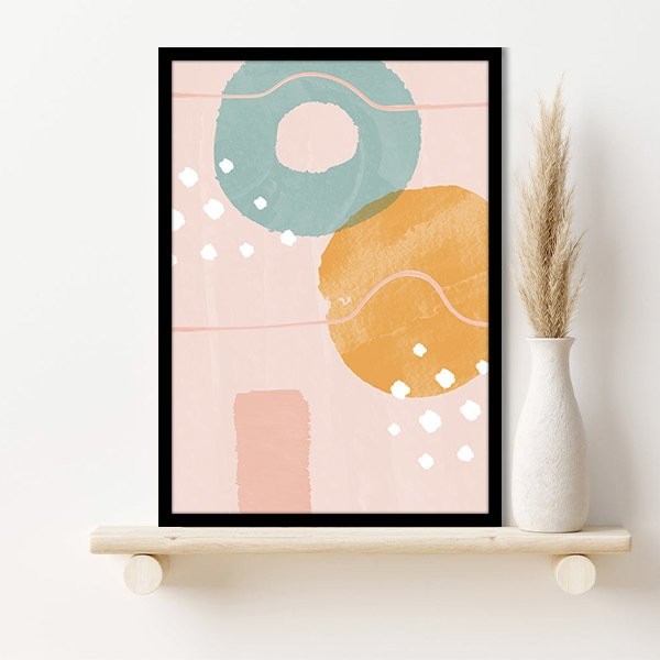 Turuncu - Pembe - Yeşil Soyut Desenler 2 Çerçeve ve Poster - SO1136