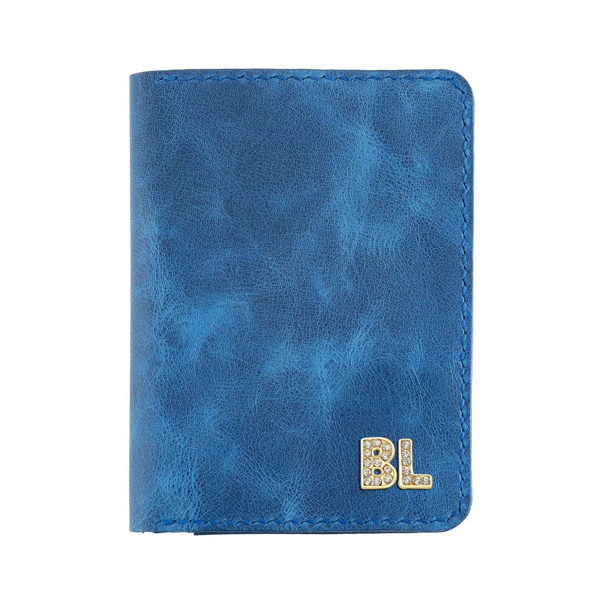 Twingold Personalised Leather Passport Cover - Sax Blue