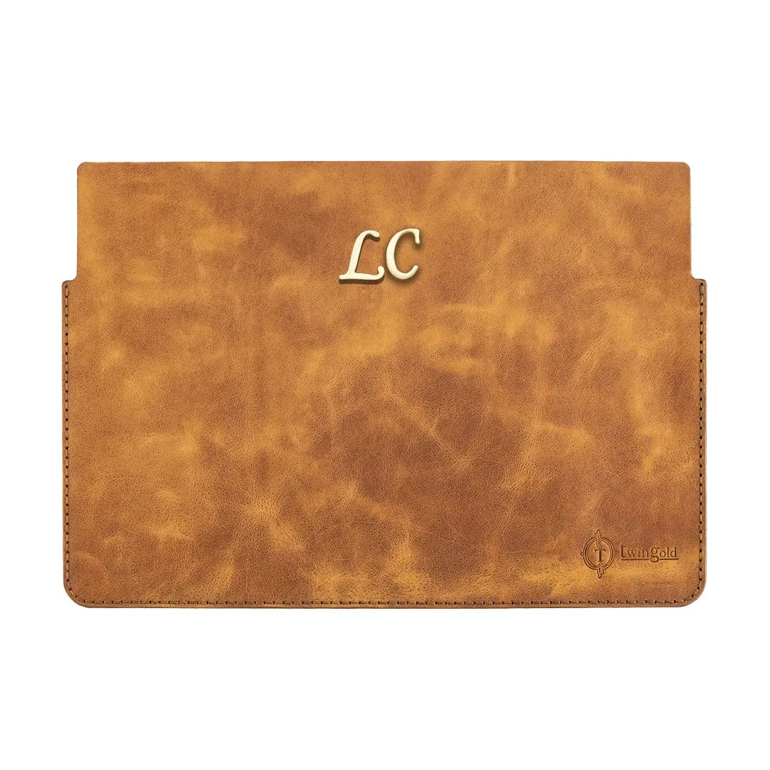 Twingold Personalised Leather iPad Macbook Case - Camel