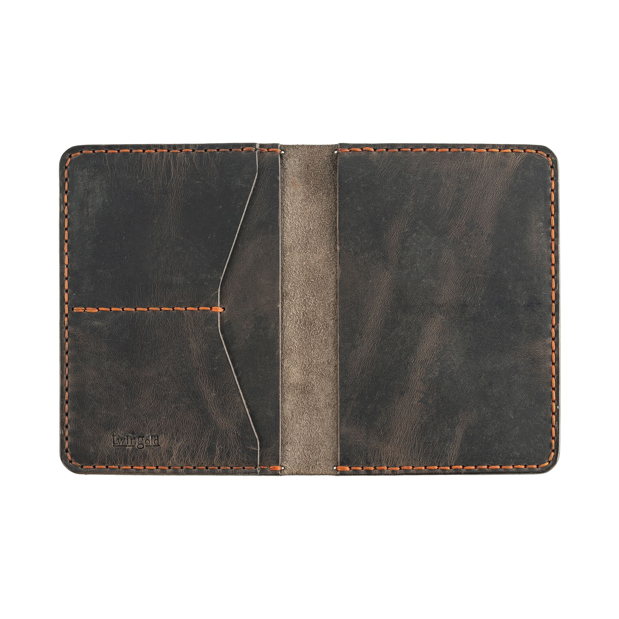 Twingold Personalised Crazy Leather Passport Cover - Brown