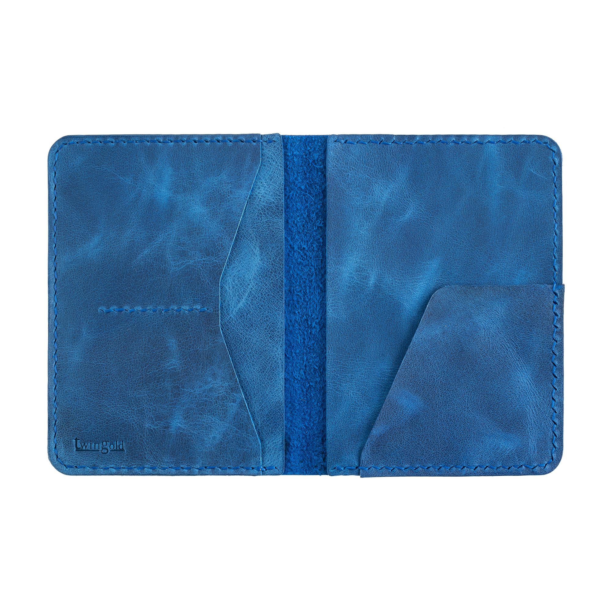 Twingold Personalised Leather Passport Cover - Sax Blue