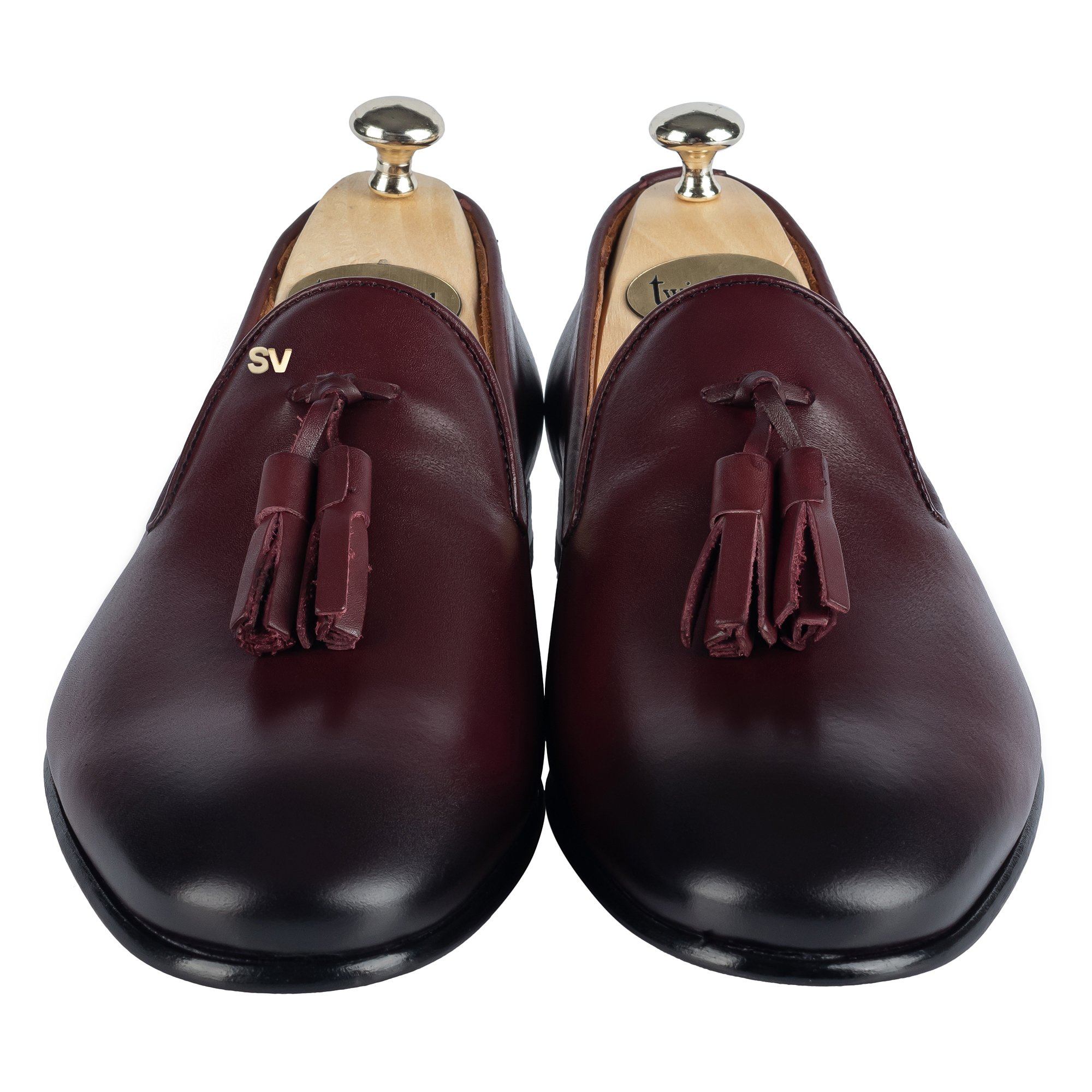 Twingold Kişiye Özel %100 Antik Deri Püsküllü Erkek Ayakkabı - Bordo