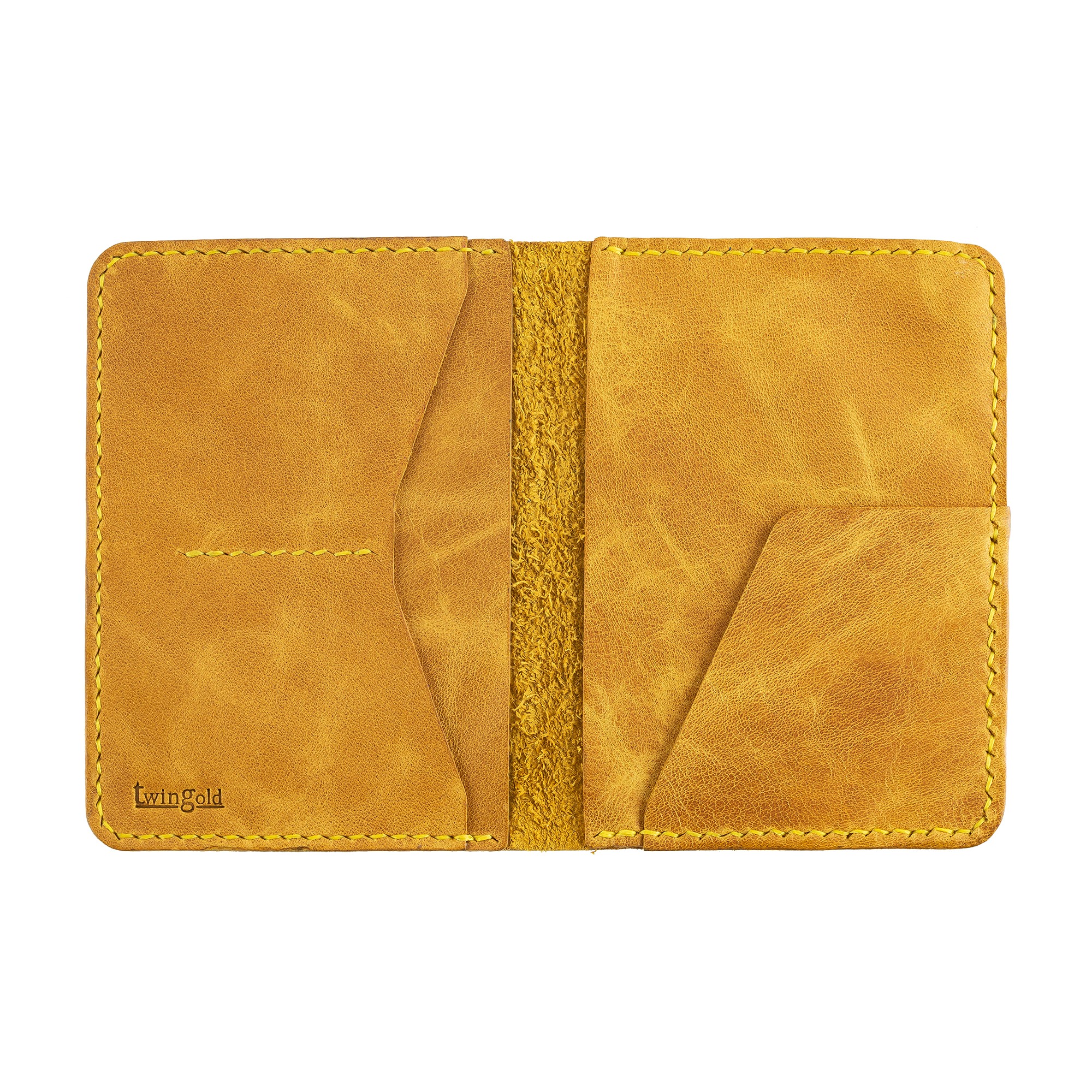 Twingold Kişiye Özel %100 Deri Rainbow Pasaport Kılıfı - Hardal Sarısı