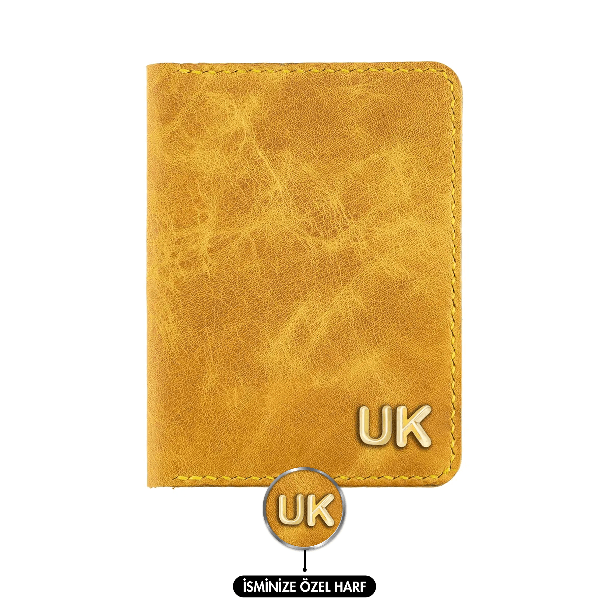 Twingold Personalised Leather Passport Cover - Mustard Yellow