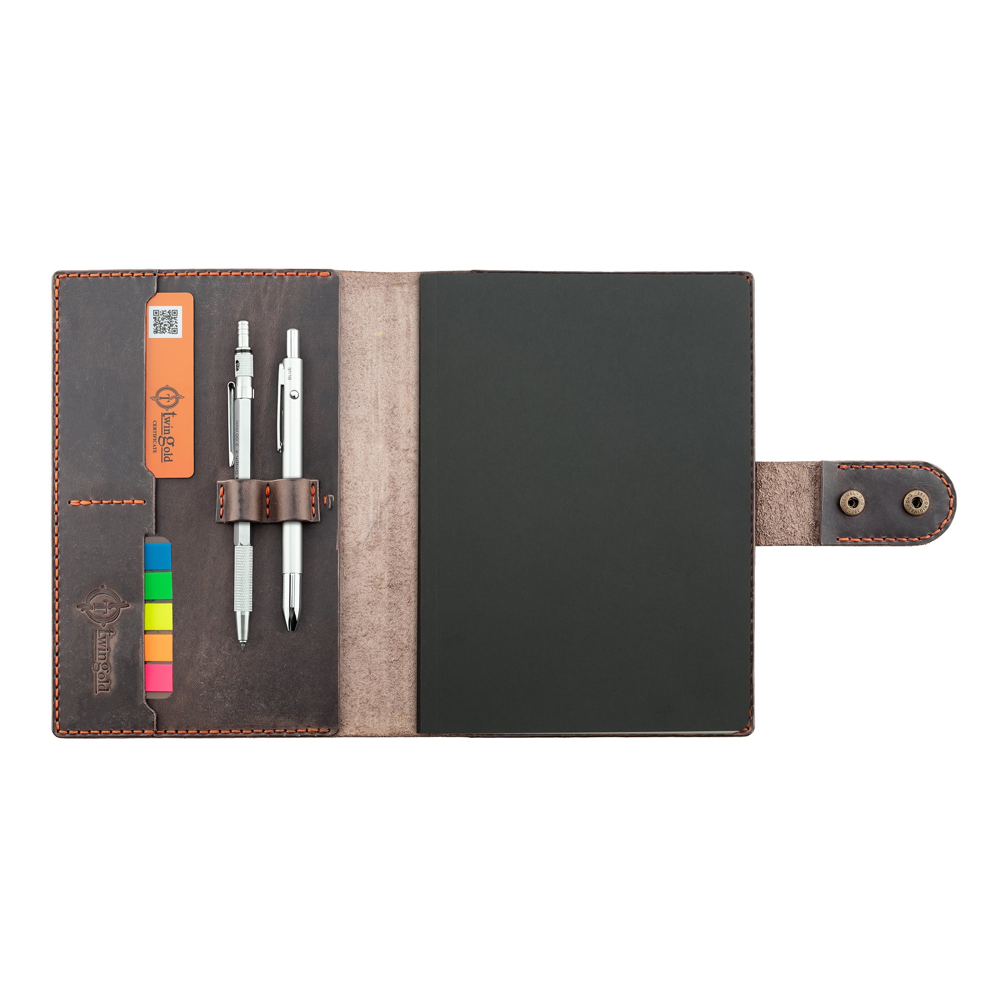 TWINGOLD PERSONALISED A5 NOTEBOOK AND CRAZY LEATHER DIARY COVER - Brown