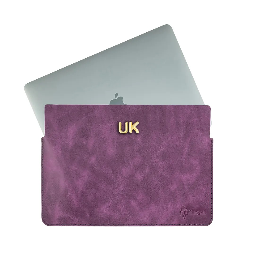 Twingold Personalised Leather iPad Macbook Case - Purple