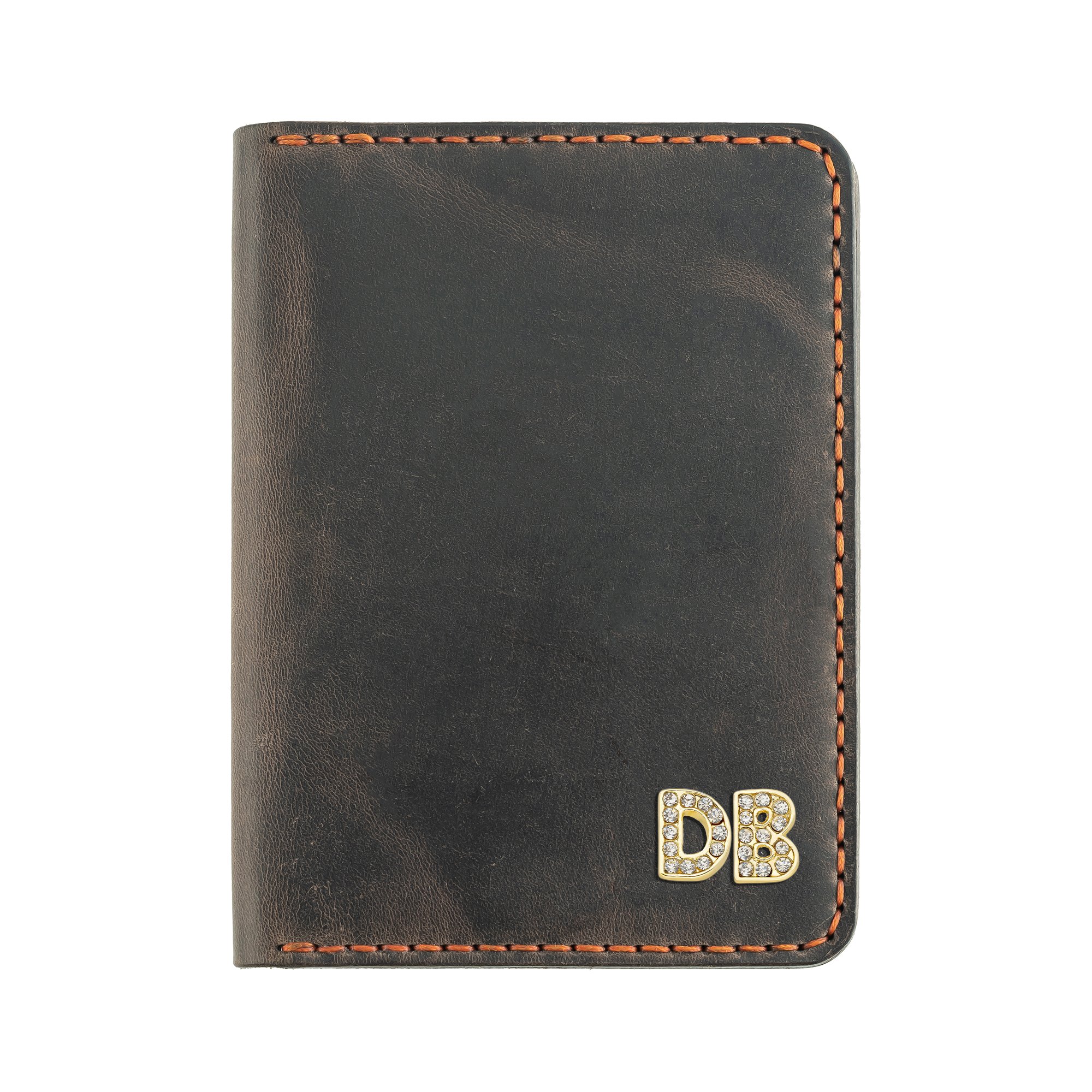 Twingold Personalised Crazy Leather Passport Cover - Brown