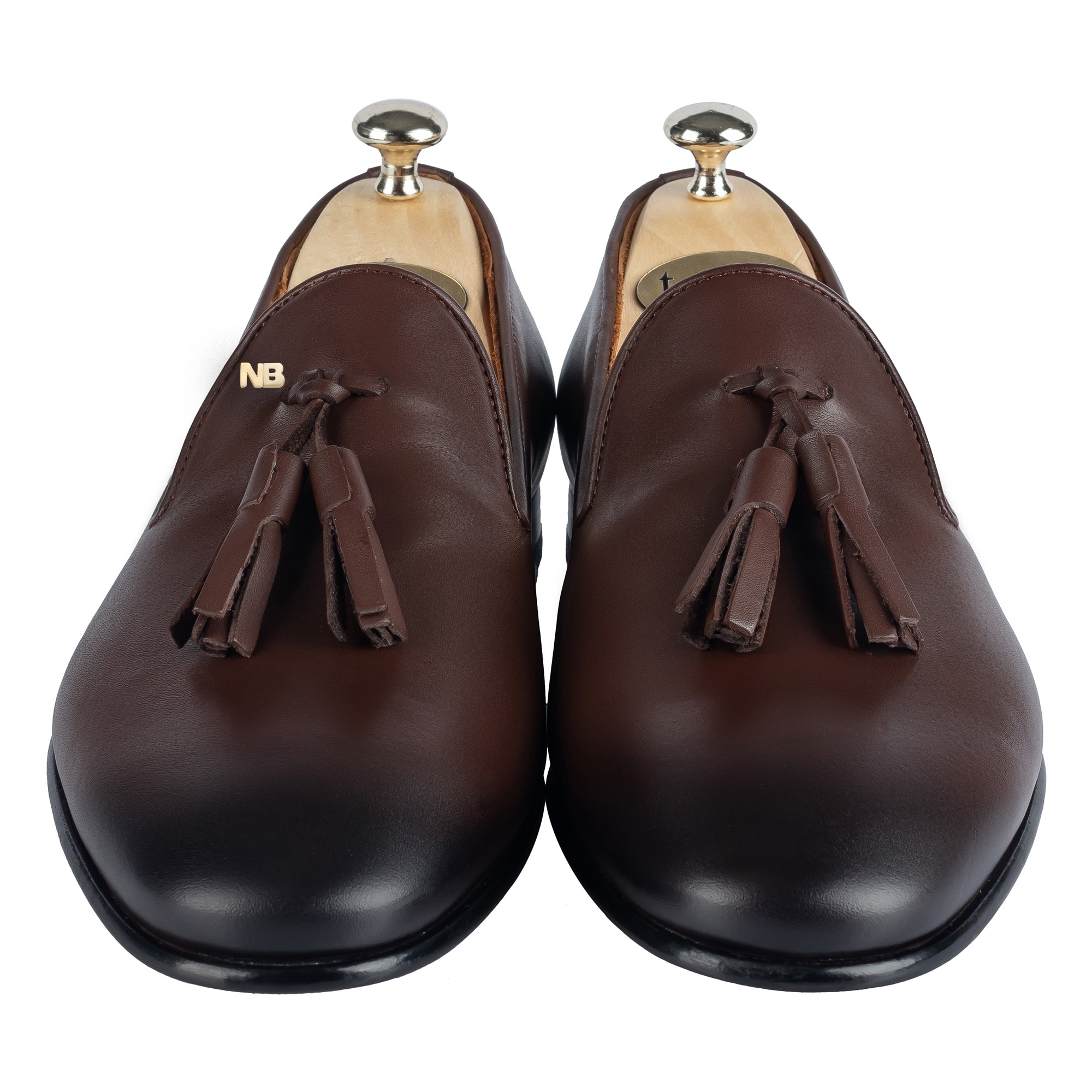 Twingold Kişiye Özel %100 Antik Deri Püsküllü Erkek Ayakkabı - Kahverengi