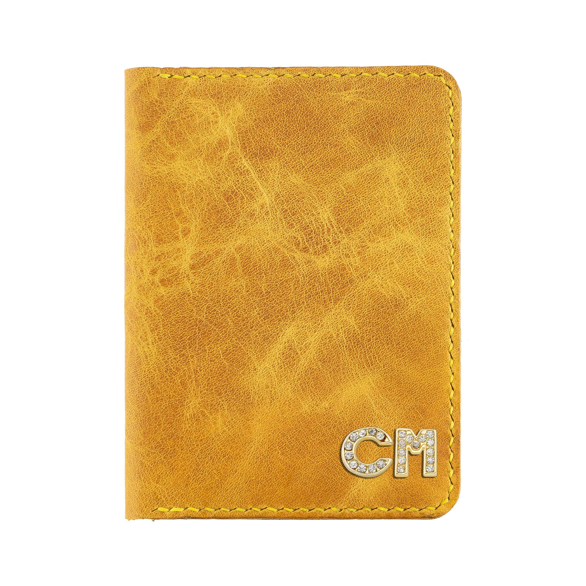 Twingold Personalised Leather Passport Cover - Mustard Yellow