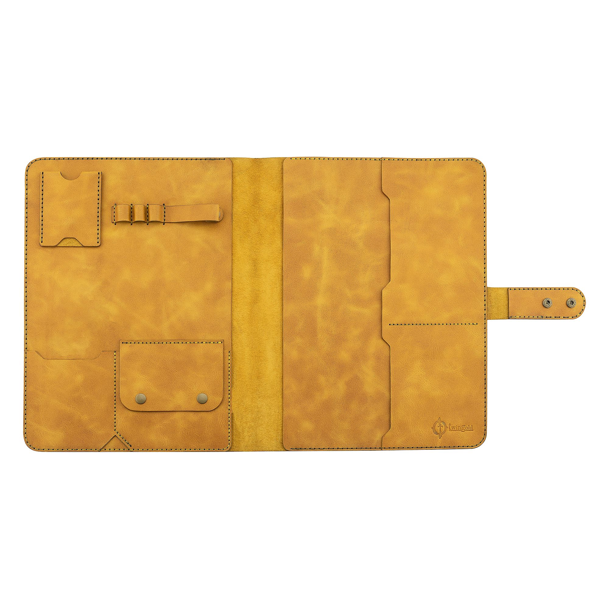Twingold Kişiye Özel %100 Deri Rainbow iPad Organizer - Hardal Sarısı