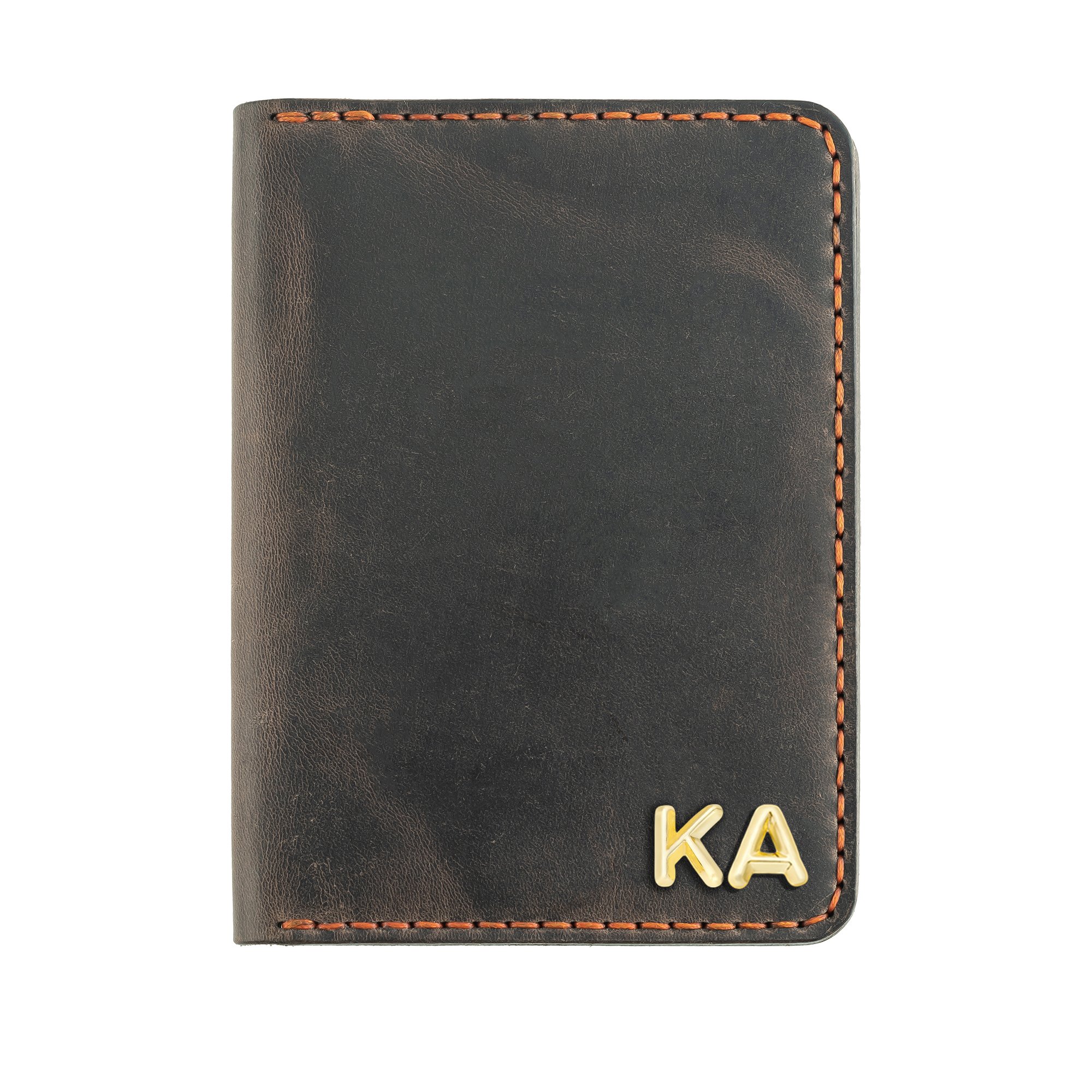 Twingold Personalised Crazy Leather Passport Cover - Brown