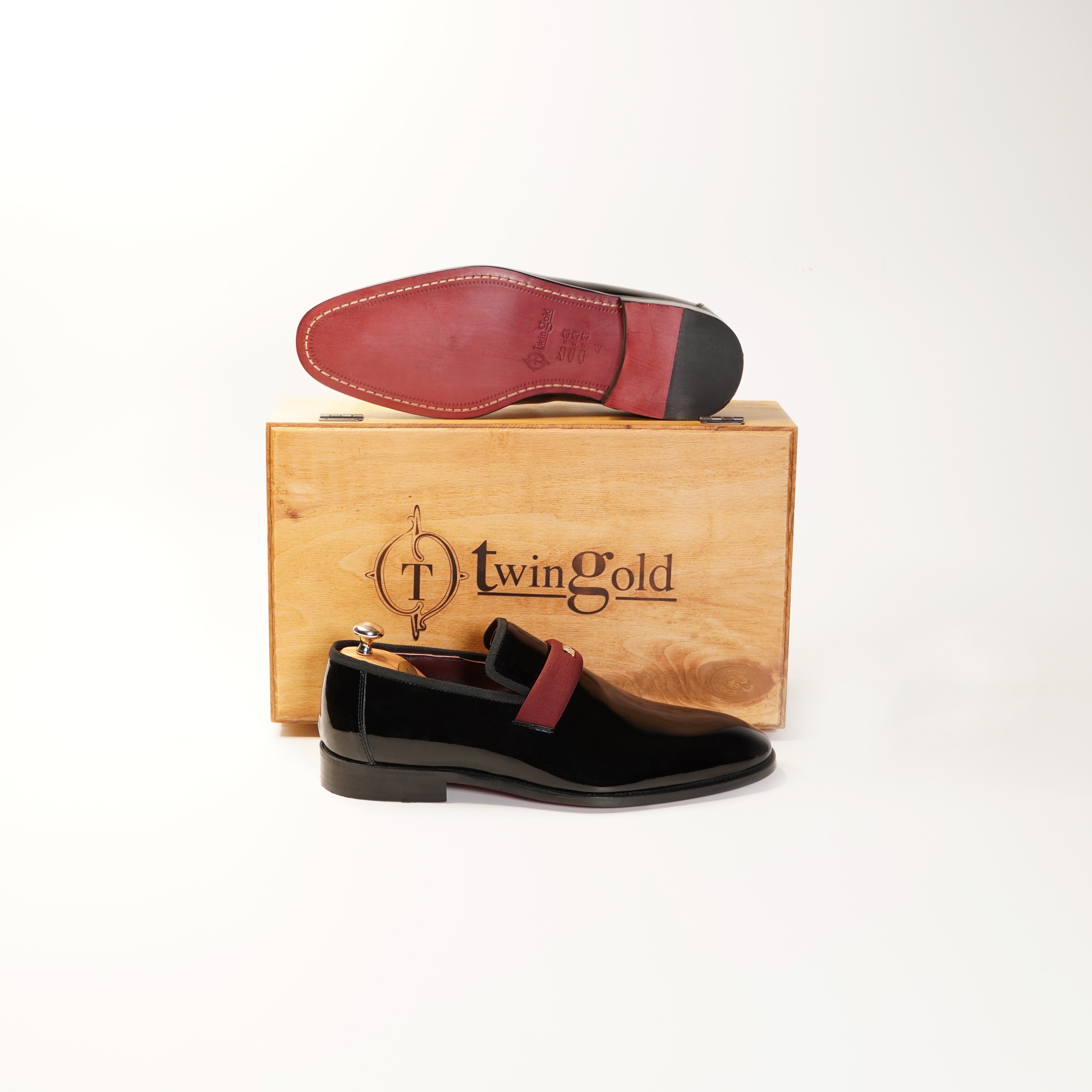 Twingold Kişiye Özel %100 Deri Erkek Smokin Ayakkabısı - Bordo