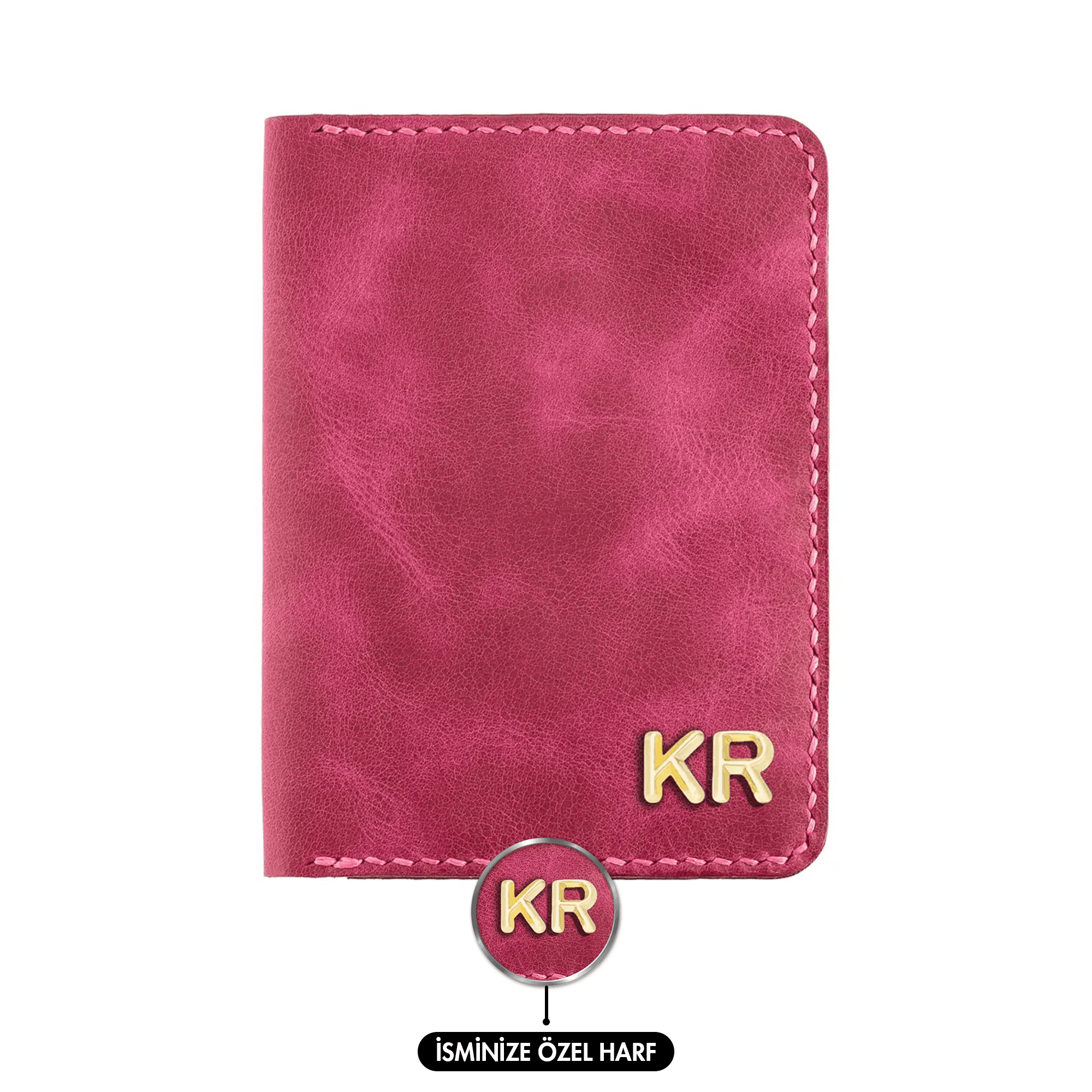 Twingold Personalised Leather Passport Cover - Fushia