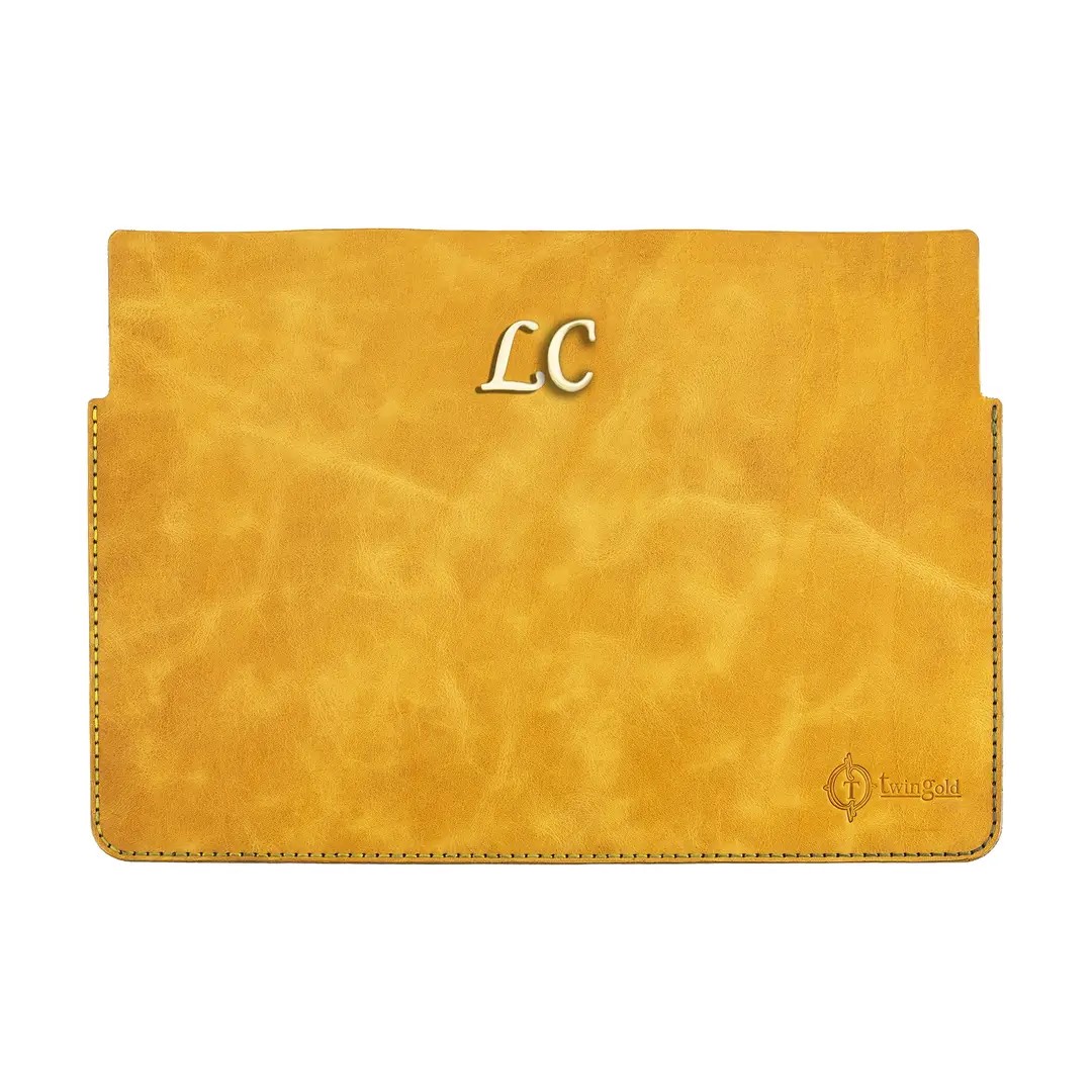 Twingold Kişiye Özel %100 Deri Rainbow Macbook Kılıfı - Hardal Sarısı