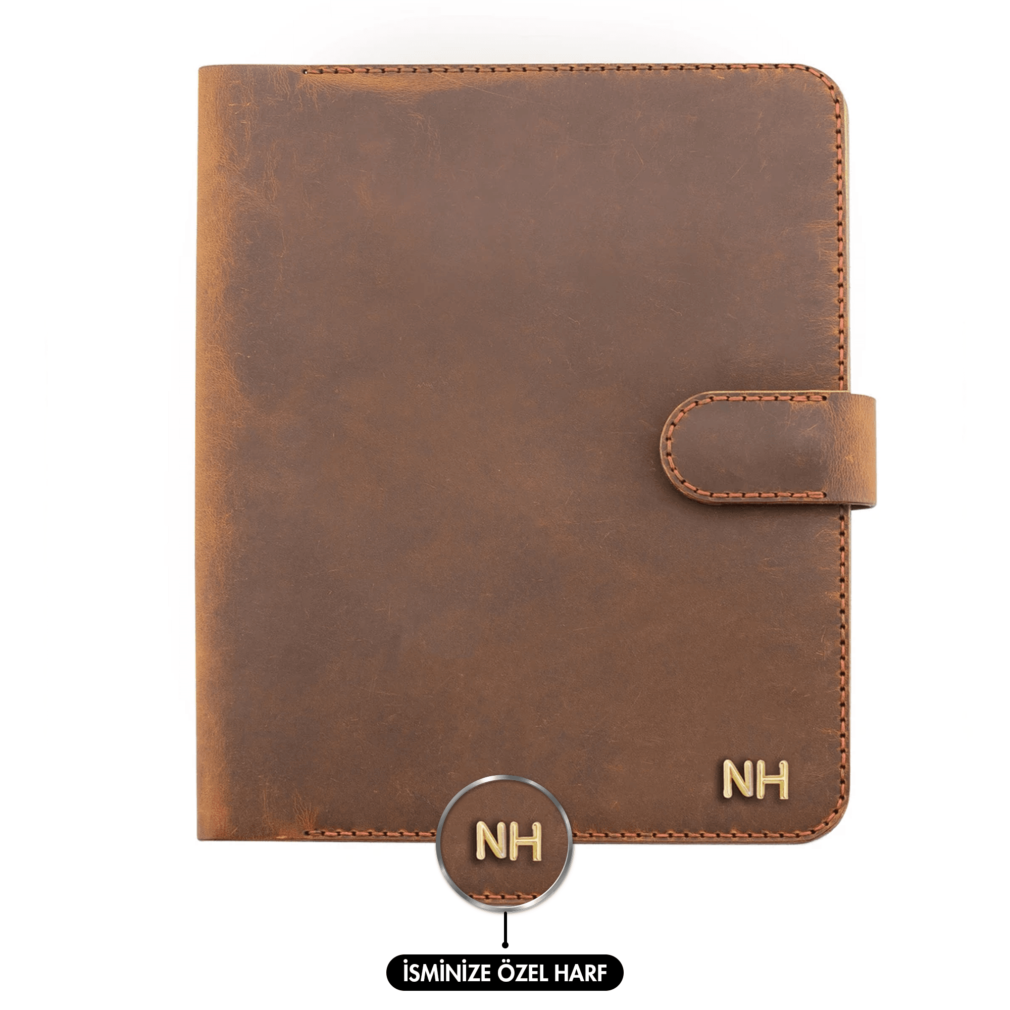 TWINGOLD PERSONALISED A5 NOTEBOOK AND CRAZY LEATHER DIARY COVER - Tan