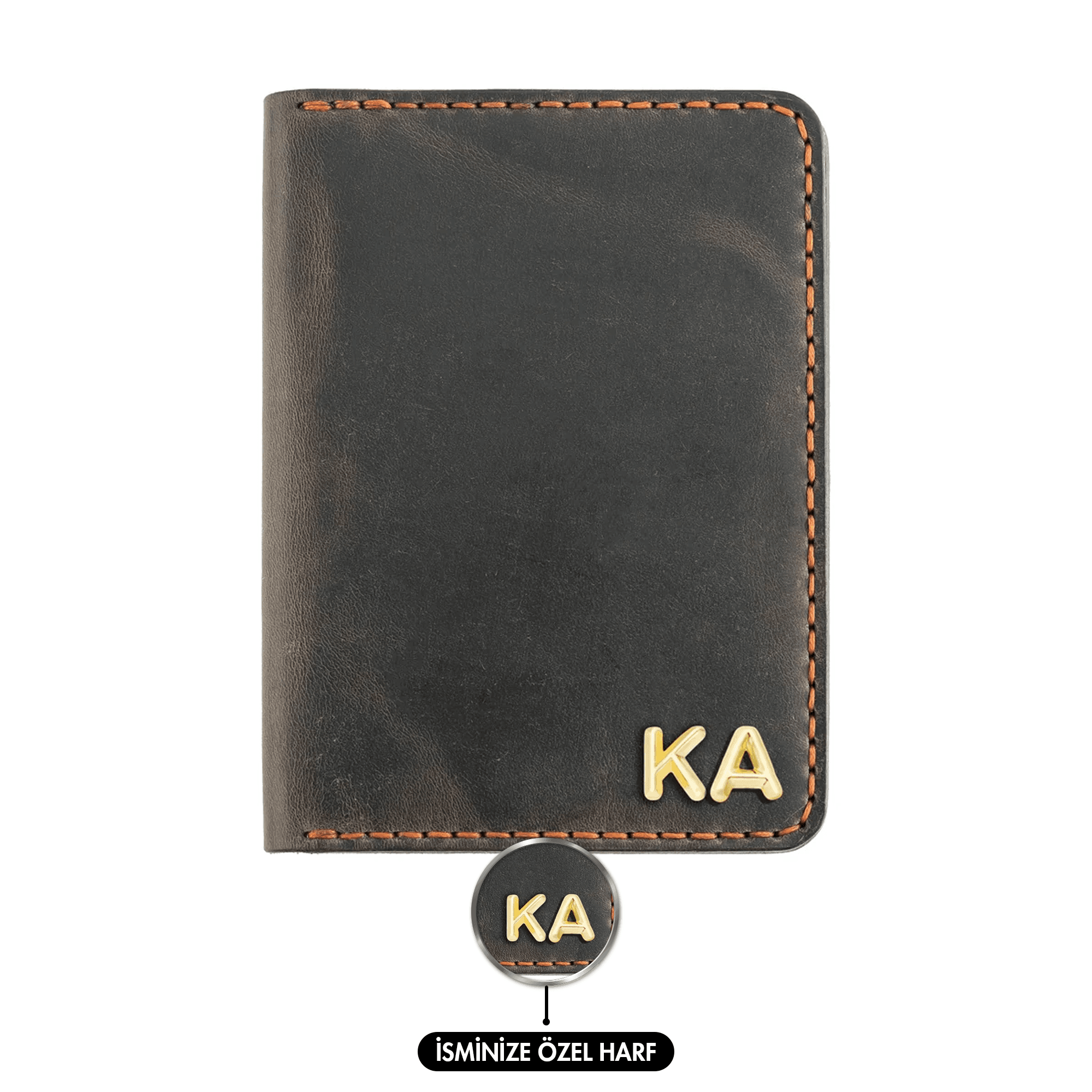 Twingold Personalised Crazy Leather Passport Cover - Brown