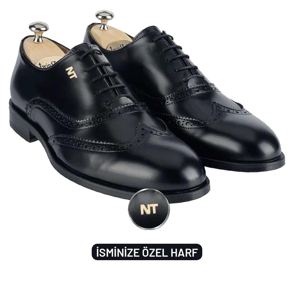 Twingold Personalised Open Leather Laced Men Shoe - Black