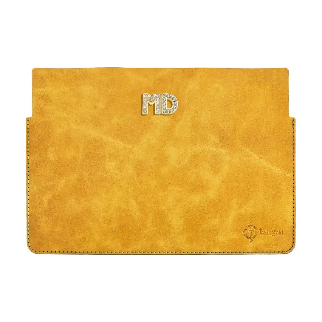 Twingold Personalised Leather iPad Macbook Case - Mustard Yellow