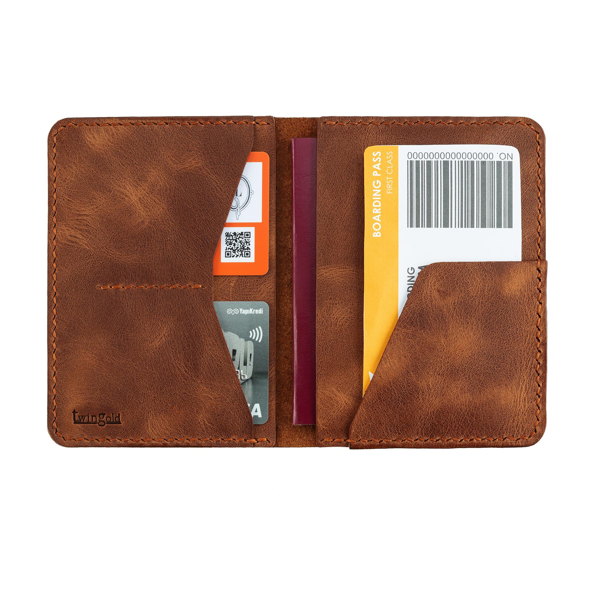 Twingold Personalised Leather Passport Cover - Brown