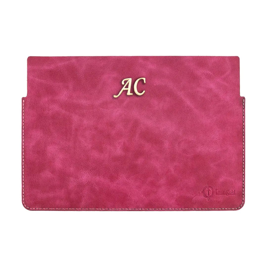 Twingold Personalised Leather iPad Macbook Case - Fushia