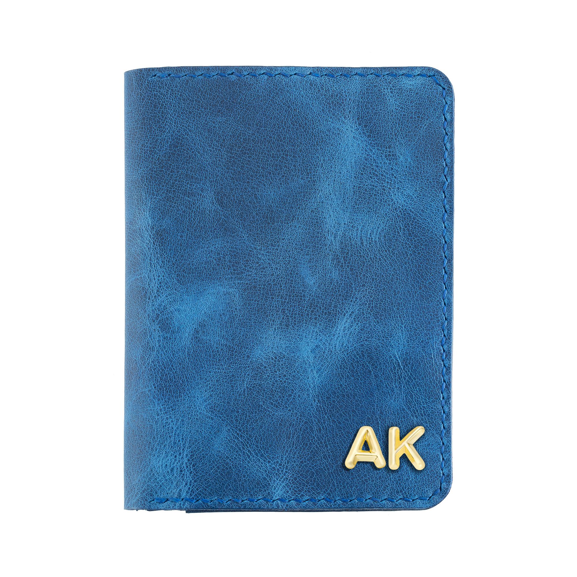 Twingold Personalised Leather Passport Cover - Sax Blue